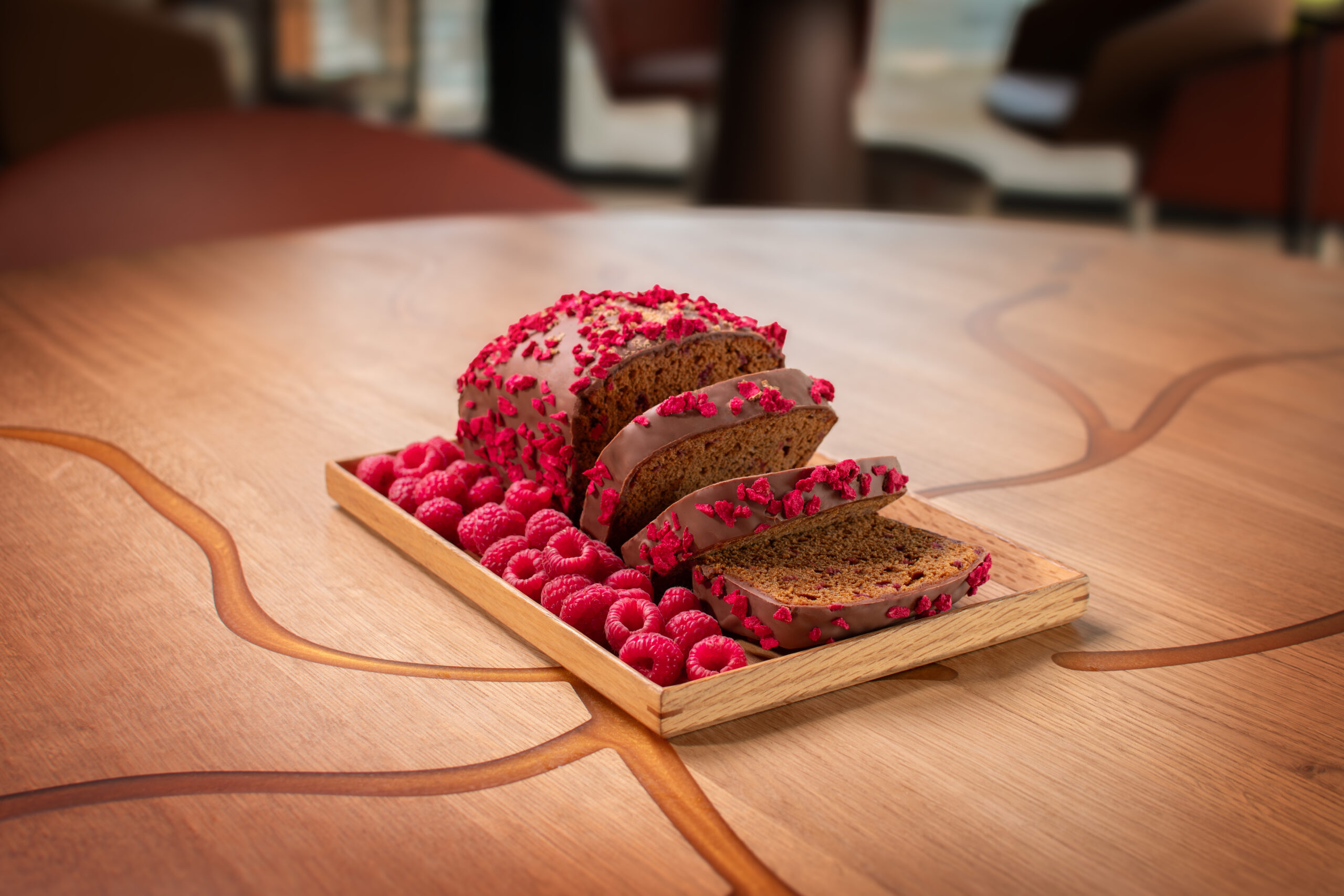 cake framboise tranché